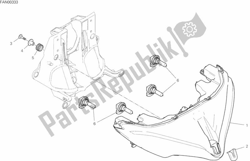 All parts for the Headlight of the Ducati Multistrada 950 Thailand 2020